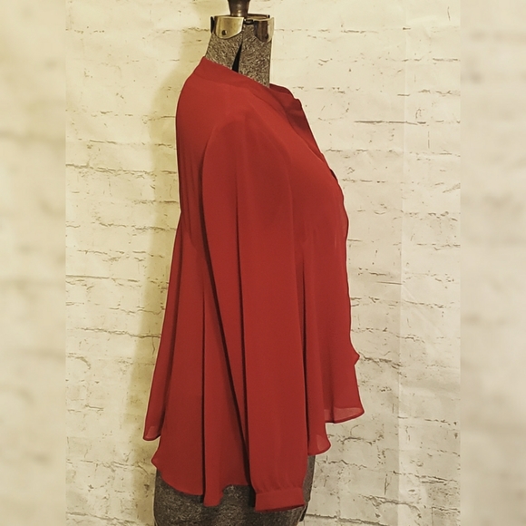 Chico's Semisheer Blouse Berry Red - Picture 3 of 6